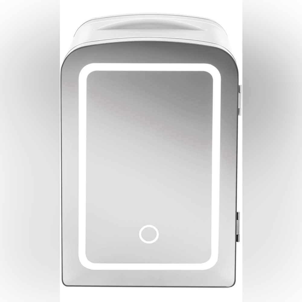 mini makeup fridge with led light up mirror